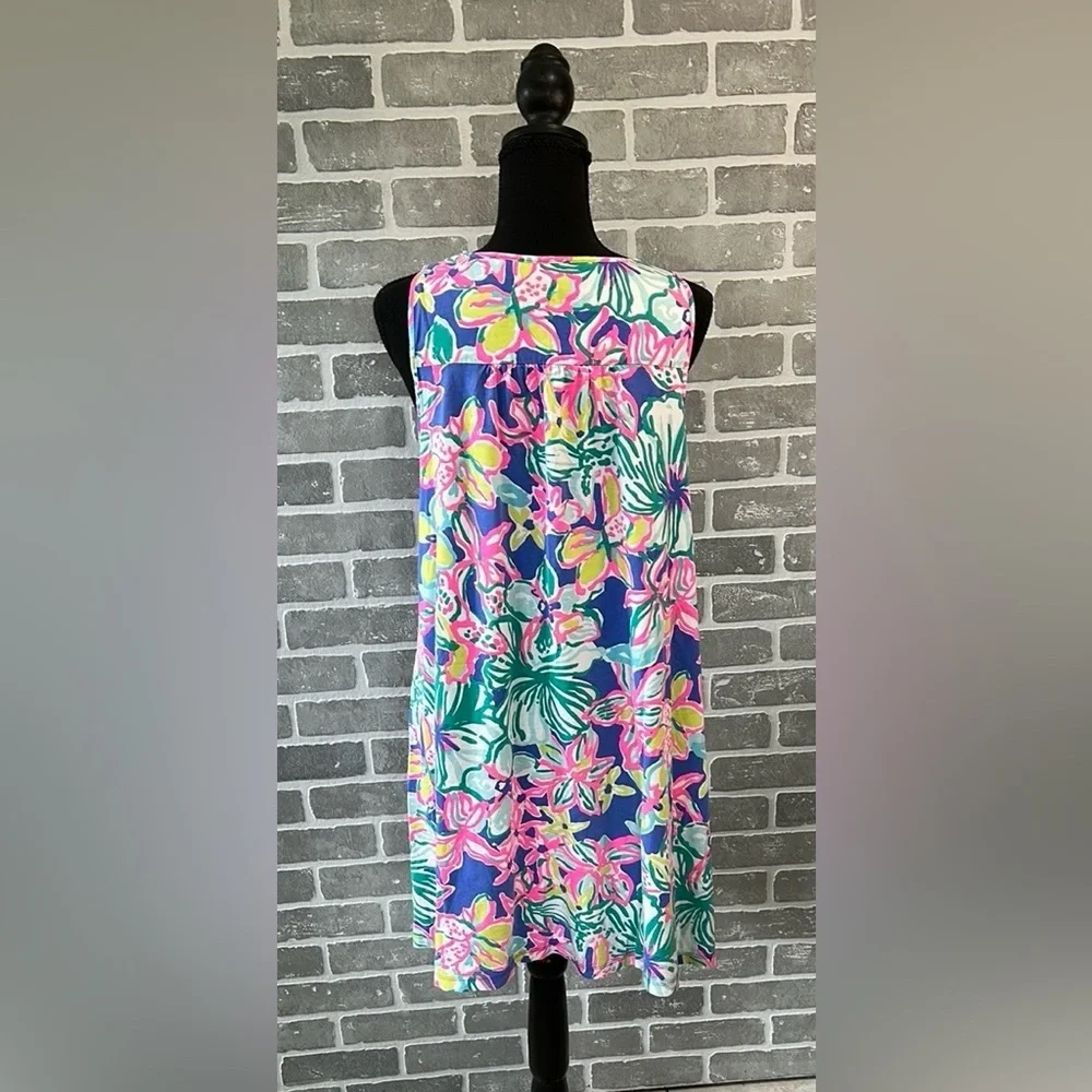 Lilly Pulitzer Blythe Tank Dress Casa Azul Floral Print Pima Cotton Women’s Larg - Picture 6 of 15